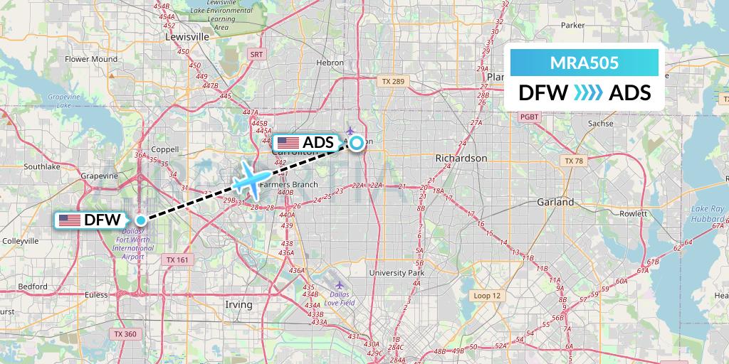 MRA505 Martinaire Flight Map: Dallas to Dallas