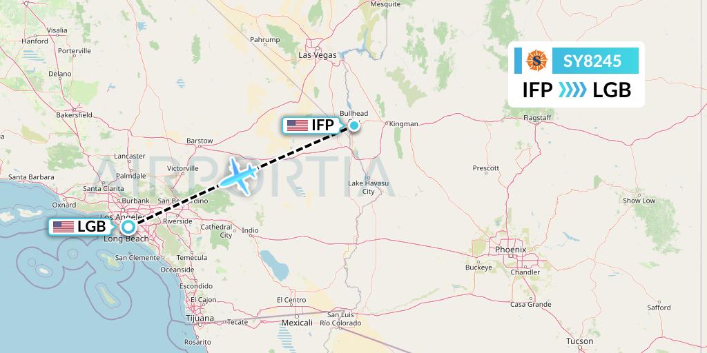 SY8245 Sun Country Airlines Flight Map: Bullhead City to Long Beach