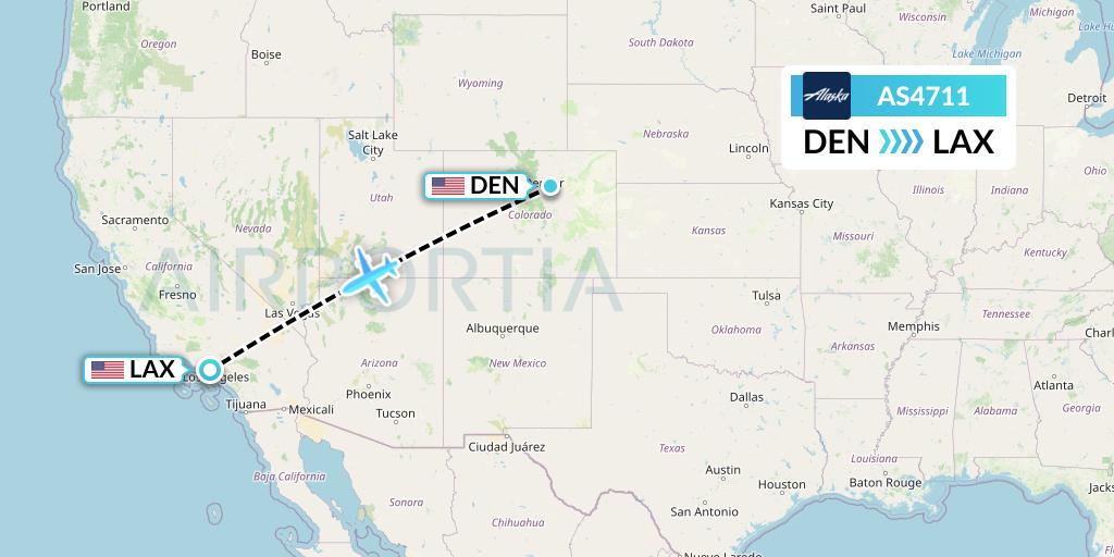 AS4711 Alaska Airlines Flight Map: Denver to Los Angeles