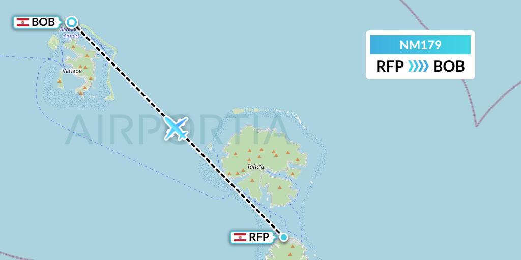 NM179 Air Moana Flight Map: Raiatea to Bora Bora
