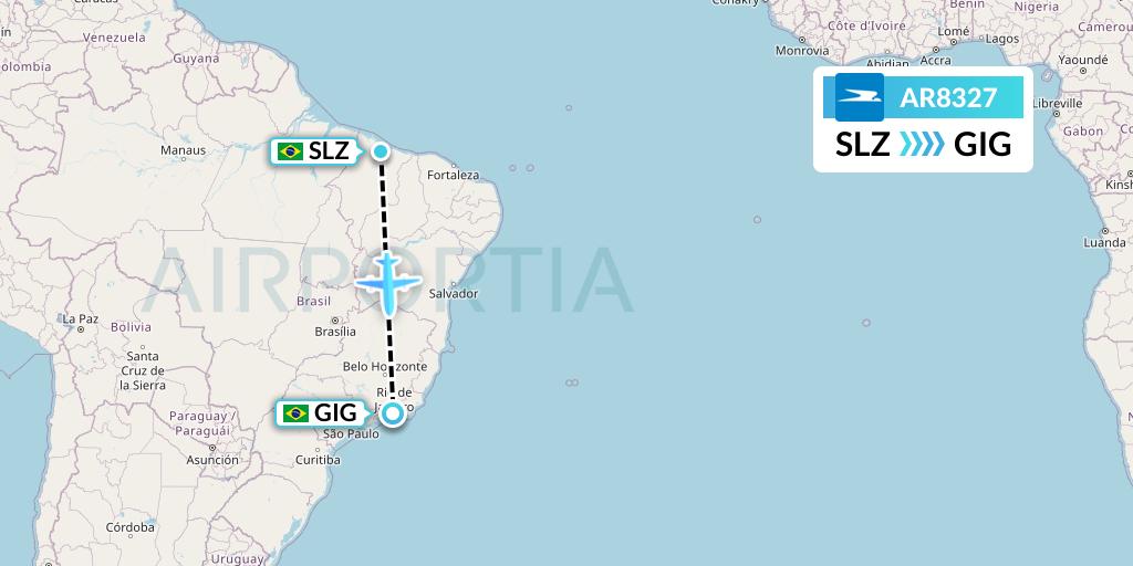 AR8327 Aerolineas Argentinas Flight Map: Sao Luis to Rio de Janeiro