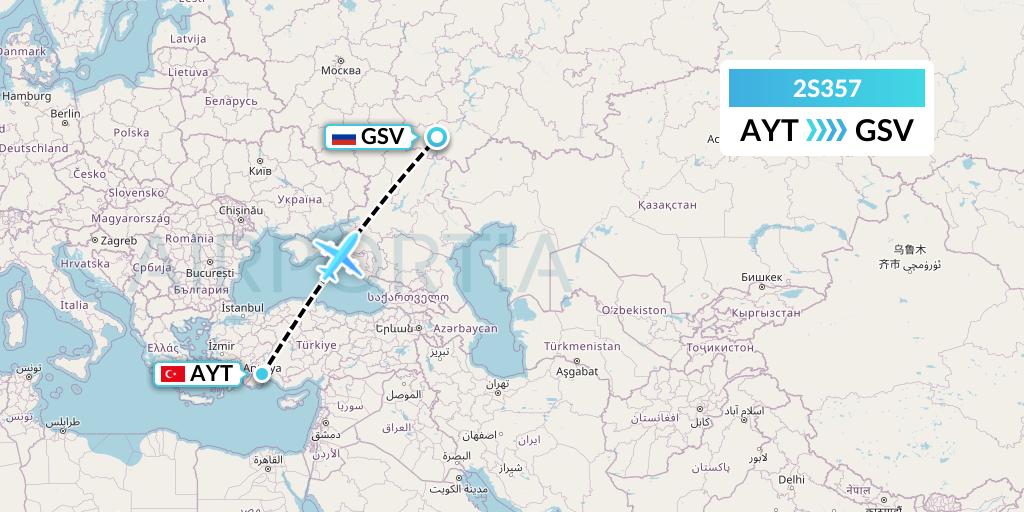 2S357 Star Equatorial AL Flight Map: Antalya to Saratov
