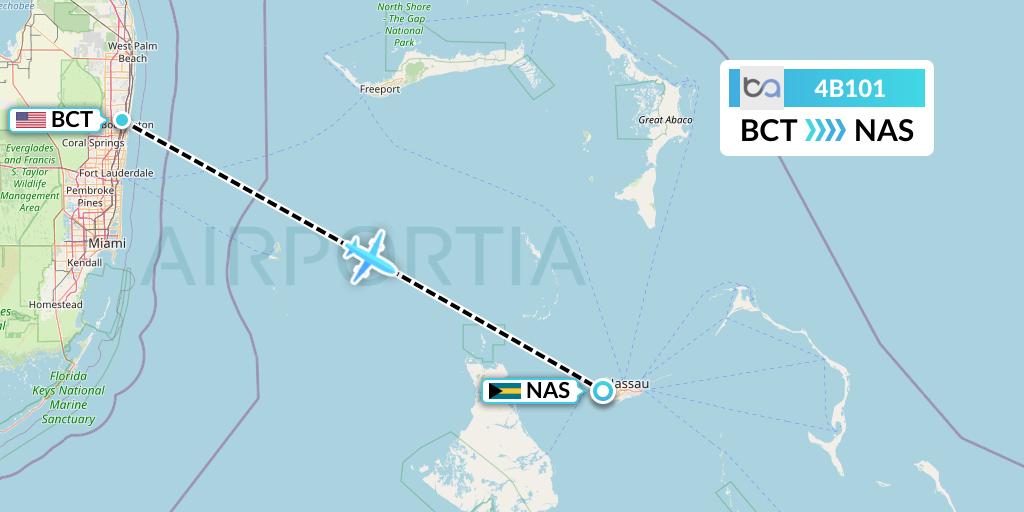 4B101 Boutique Air Flight Map: Boca Raton to Nassau