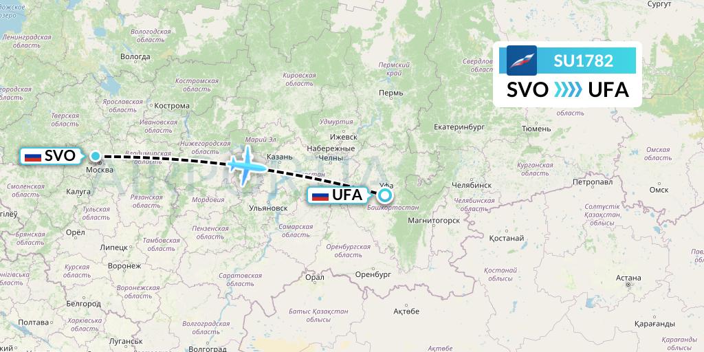 SU1782 Aeroflot Flight Map: Moscow to Ufa