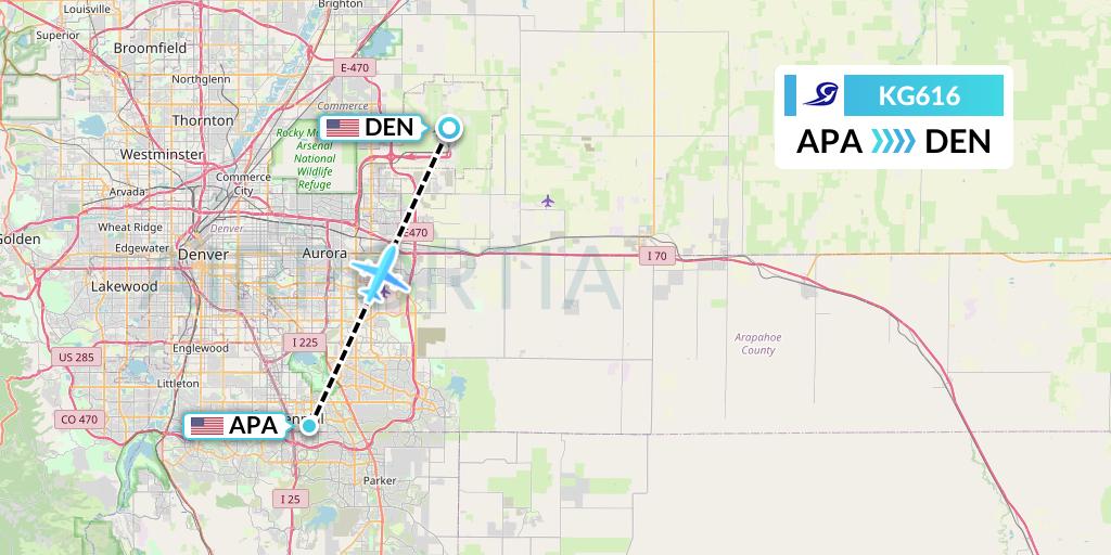KG616 Key Lime Air Flight Map: Denver to Denver