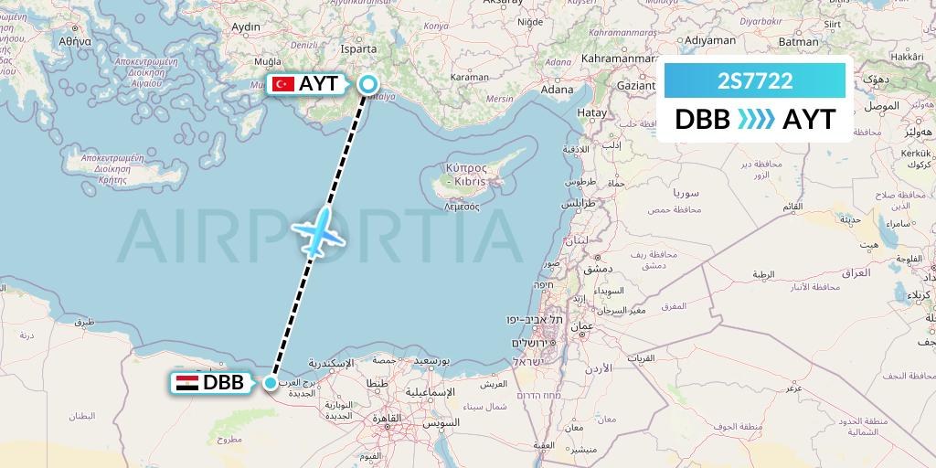 2S7722 Star Equatorial AL Flight Map: El Alamein to Antalya