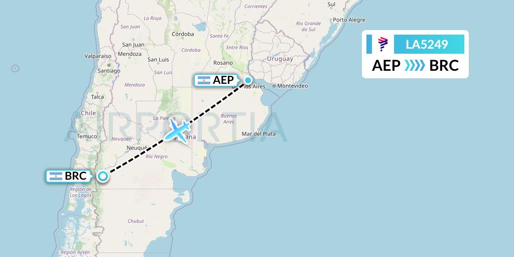 LA5249 LAN Airlines Flight Map: Buenos Aires to San Carlos de Bariloche