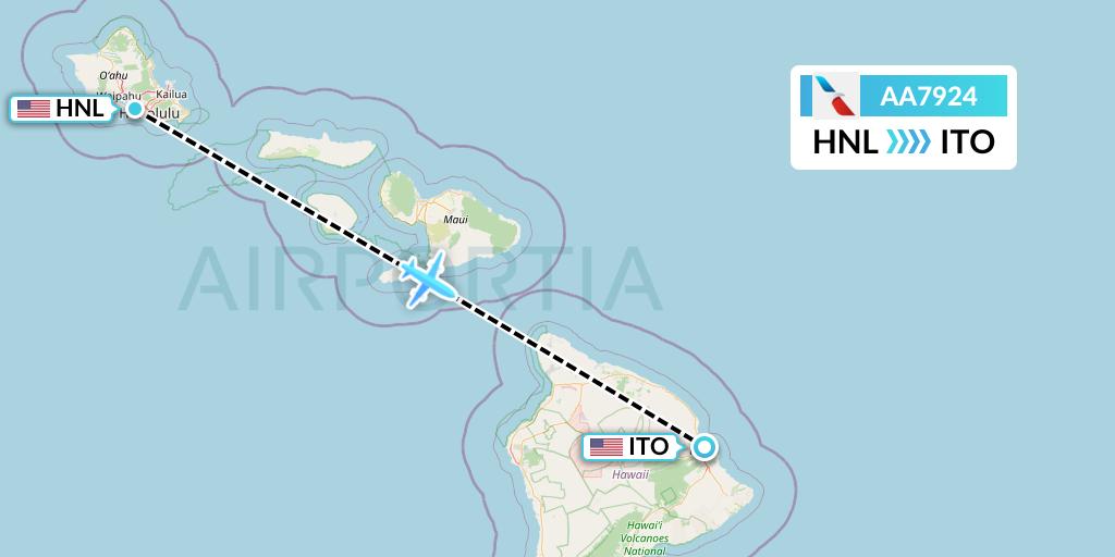 AA7924 American Airlines Flight Map: Honolulu to Hilo