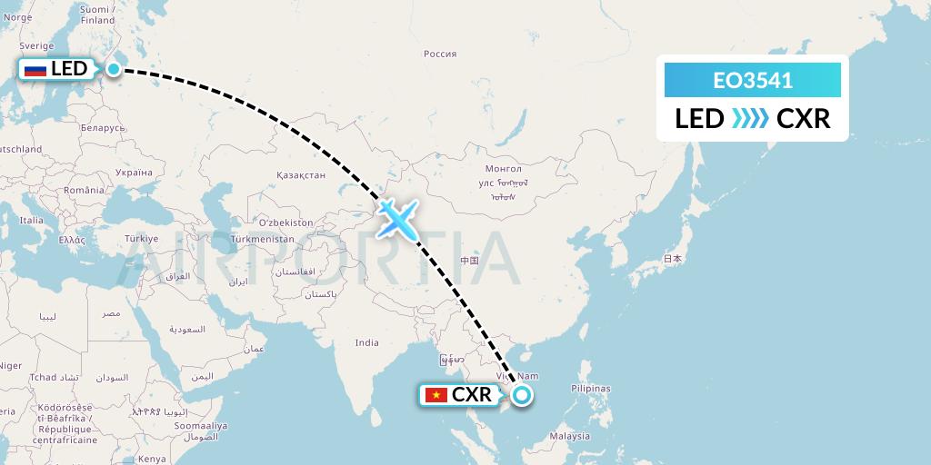 EO3541 Pegas Fly Flight Map: St. Petersburg to Nha Trang