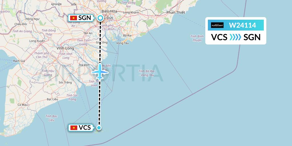 W24114 Flex Flight Flight Map: Con Dao to Ho Chi Minh City