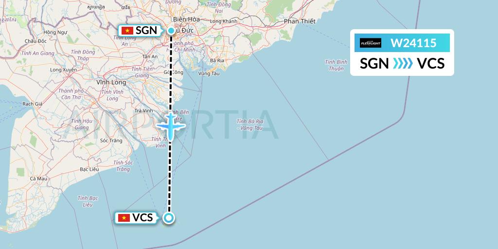 W24115 Flex Flight Flight Map: Ho Chi Minh City to Con Dao