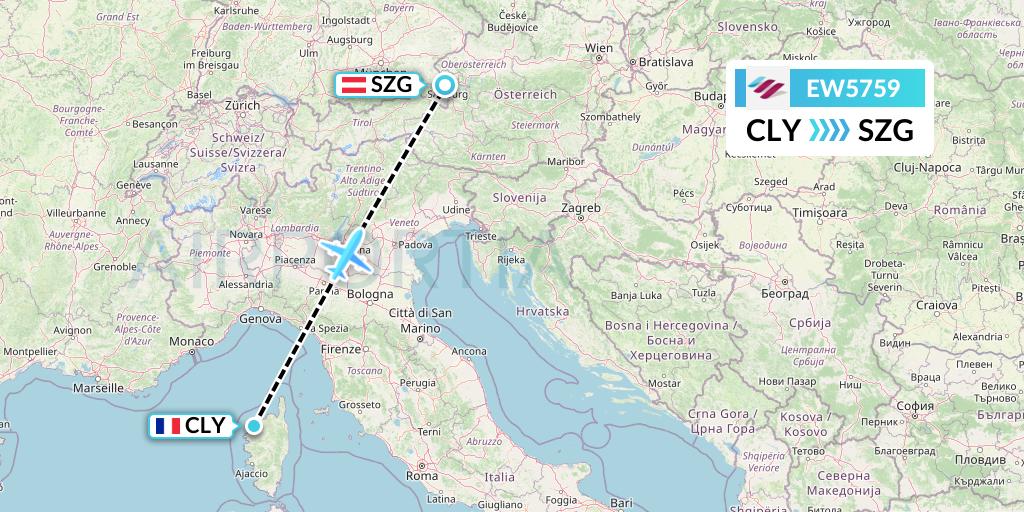 EW5759 Eurowings Flight Map: Calvi to Salzburg
