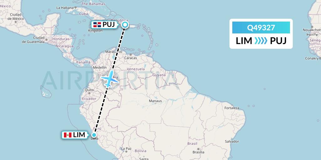 Q49327 Euroairlines Flight Map: Lima to Punta Cana