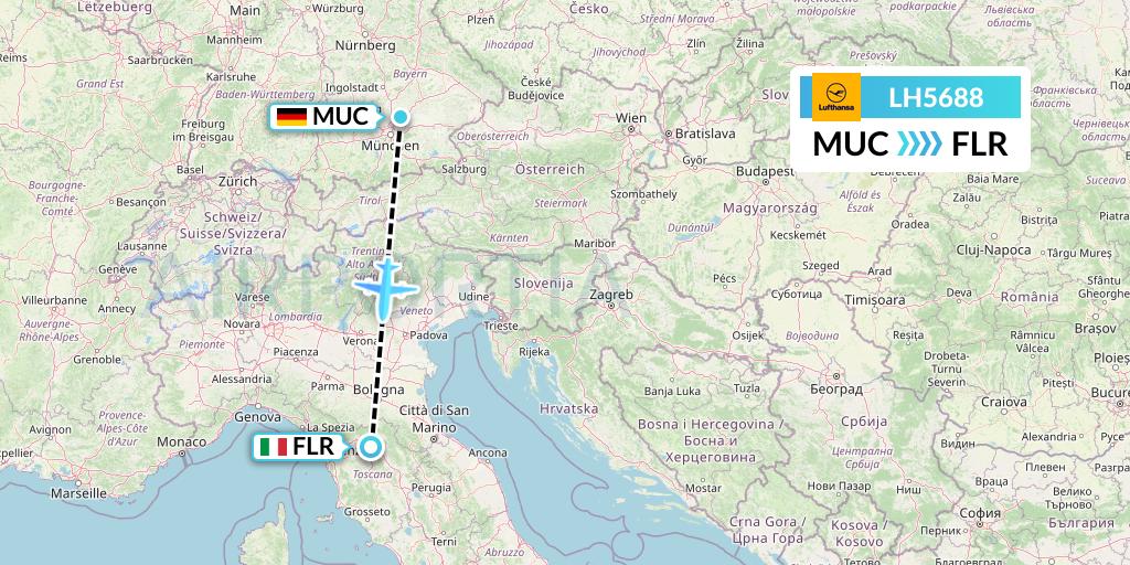 LH5688 Lufthansa Flight Map: Munich to Florence
