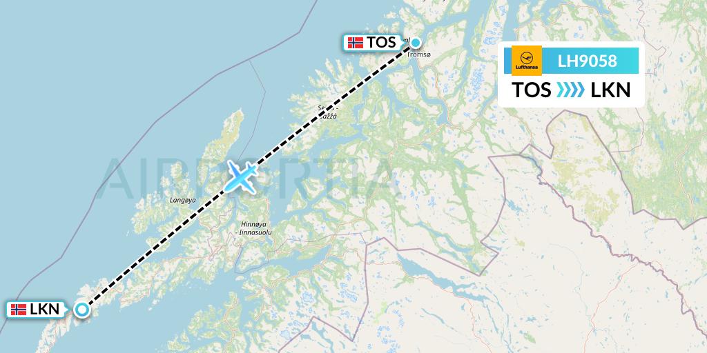 LH9058 Lufthansa Flight Map: Tromso to Leknes