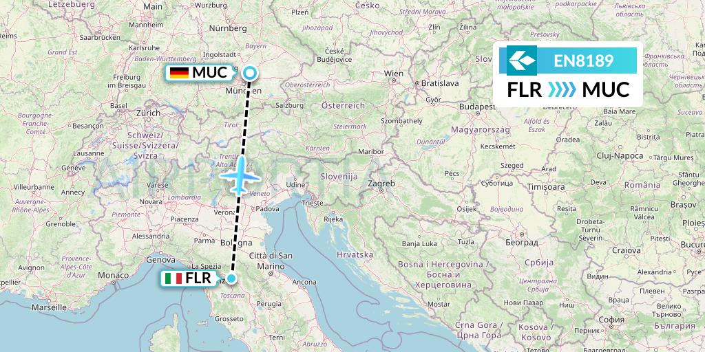 EN8189 Air Dolomiti Flight Map: Florence to Munich