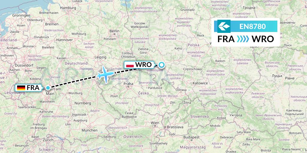 EN8780 Air Dolomiti Flight Map: Frankfurt to Wroclaw