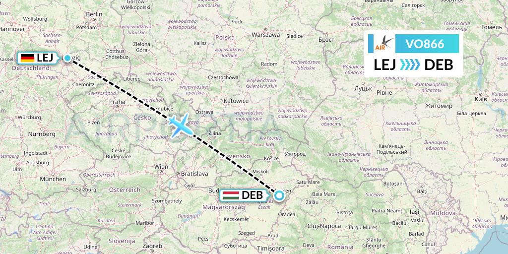 VO866 Voyage Air Flight Map: Leipzig to Debrecen