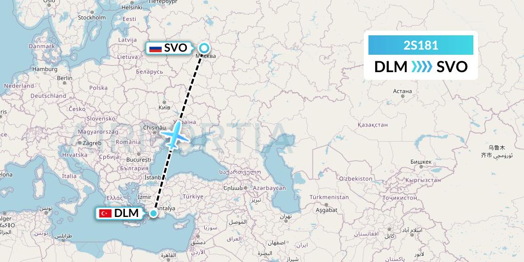 2S181 Star Equatorial AL Flight Map: Dalaman to Moscow