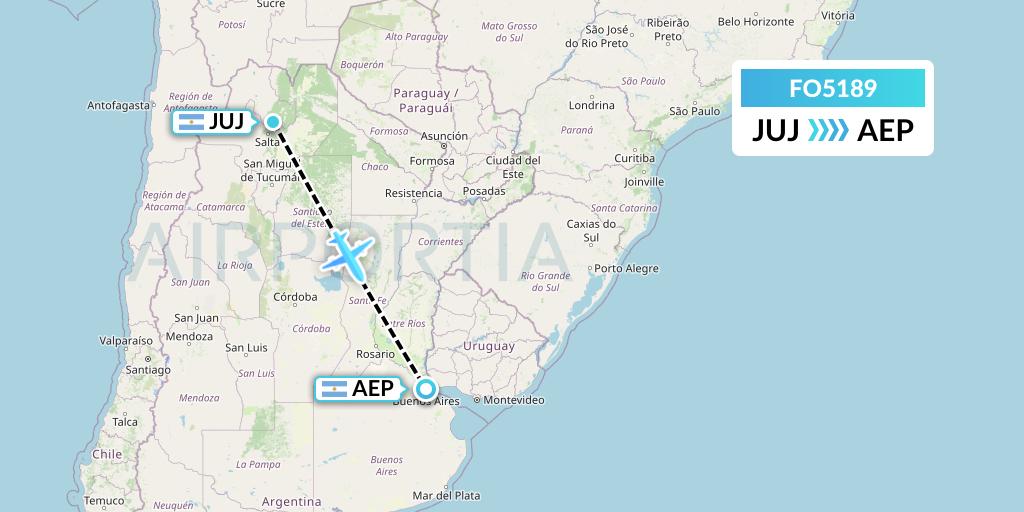 FO5189 Aero Flightops Uk Limited Flight Map: Jujuy to Buenos Aires