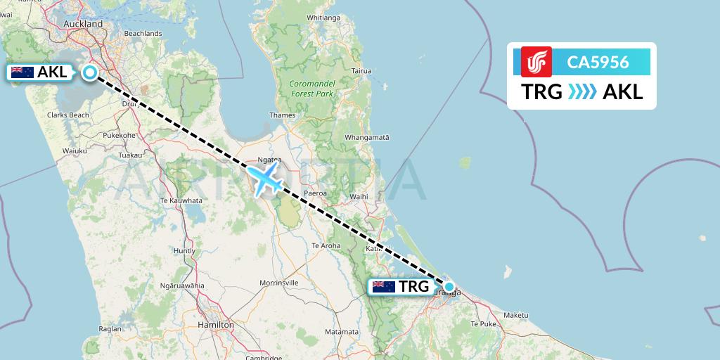CA5956 Air China Flight Map: Tauranga to Auckland