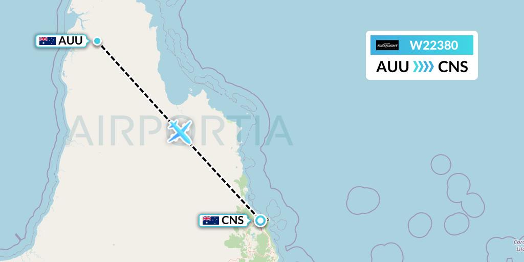 W22380 Flex Flight Flight Map: Aurukun to Cairns