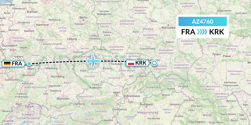 AZ4760 ITA Airways Flight Map: Frankfurt to Krakow