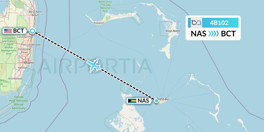 4B102 Boutique Air Flight Map: Nassau to Boca Raton