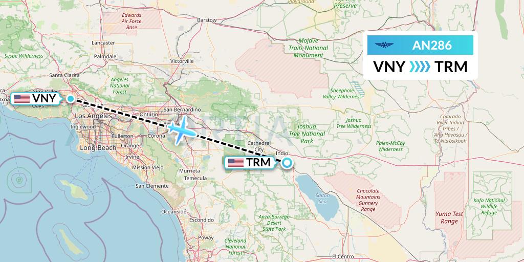 AN286 Advanced Air Flight Map: Van Nuys to Thermal