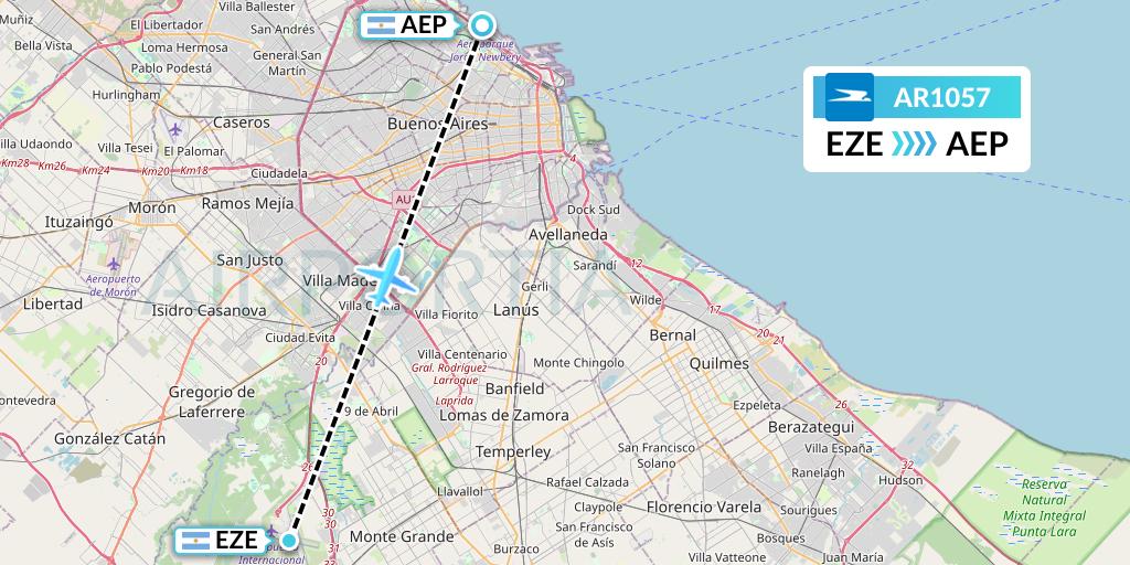AR1057 Aerolineas Argentinas Flight Map: Buenos Aires to Buenos Aires