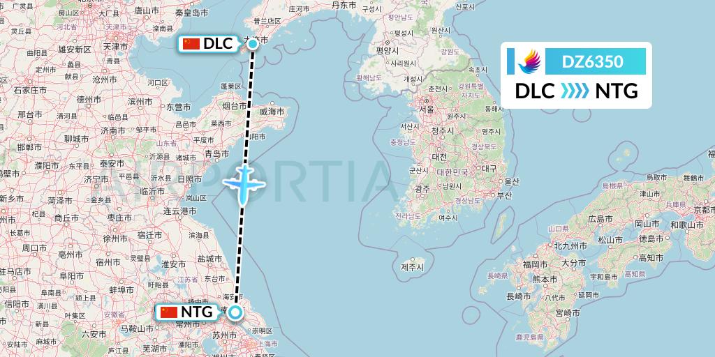 DZ6350 Donghai Airlines Flight Map: Dalian to Nantong