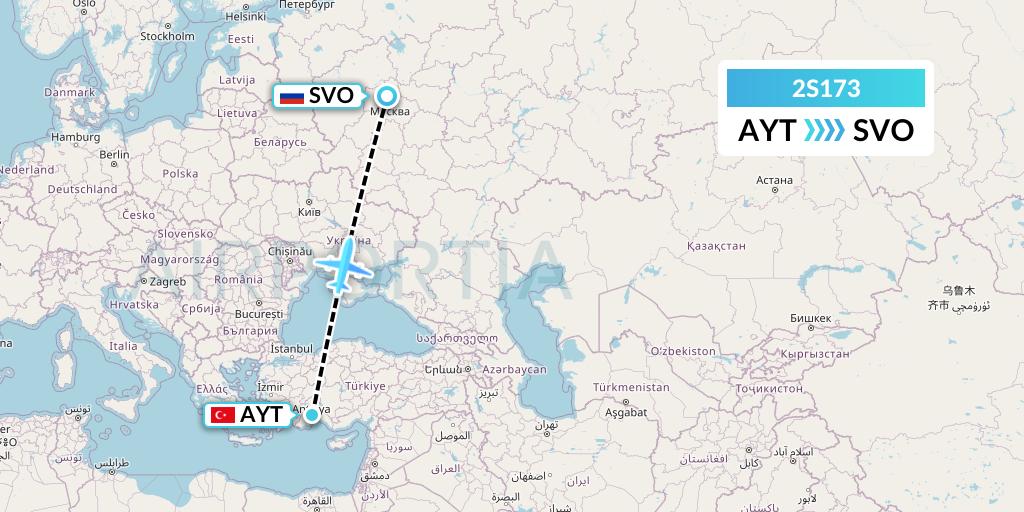 2S173 Star Equatorial AL Flight Map: Antalya to Moscow
