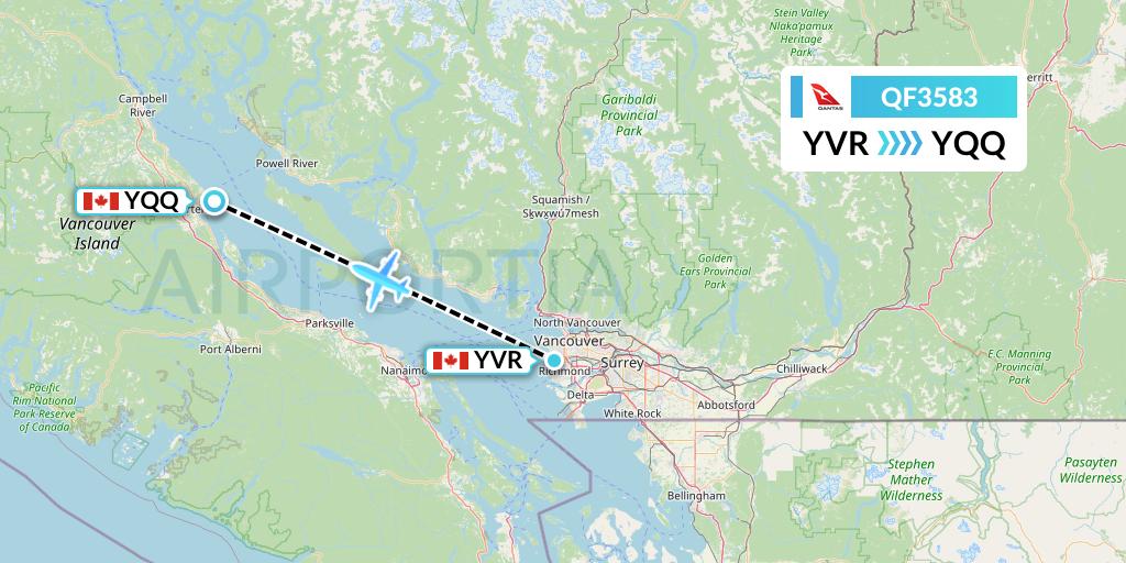 QF3583 Qantas Flight Map: Vancouver to Comox