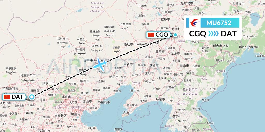 MU6752 China Eastern Airlines Flight Map: Changchun to Datong