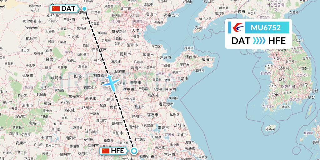 MU6752 China Eastern Airlines Flight Map: Datong to Hefei