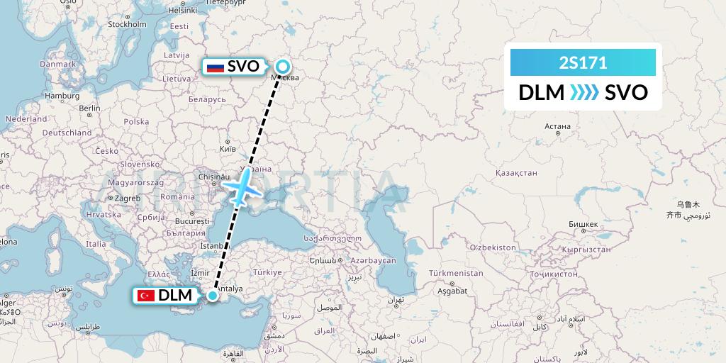 2S171 Star Equatorial AL Flight Map: Dalaman to Moscow