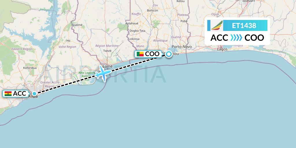 ET1438 Flight Status Ethiopian Airlines: Accra to Cotonou (ETH1438)