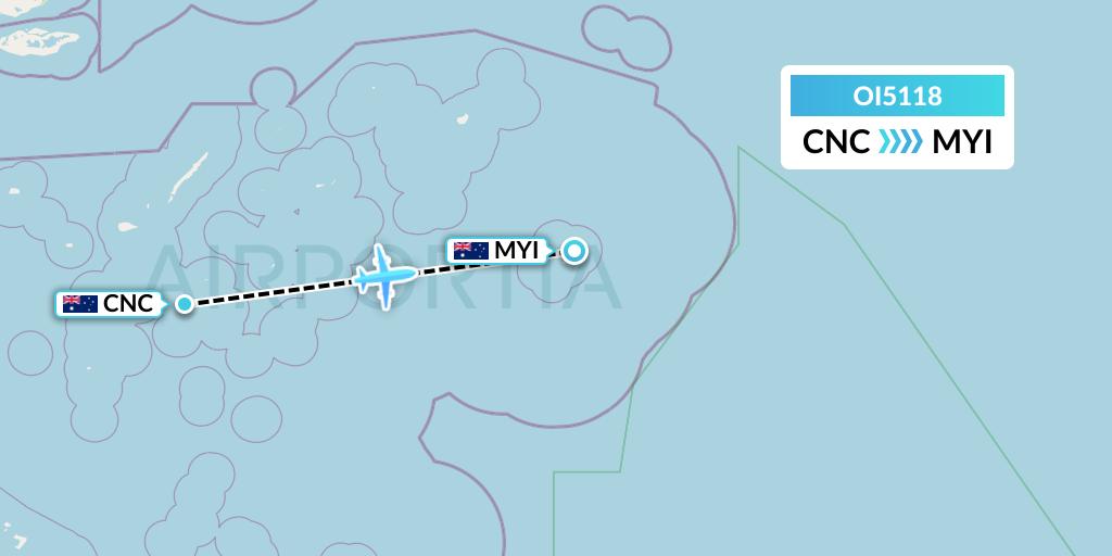 OI5118 Hinterland Aviation Flight Map: Australia to Murray Island