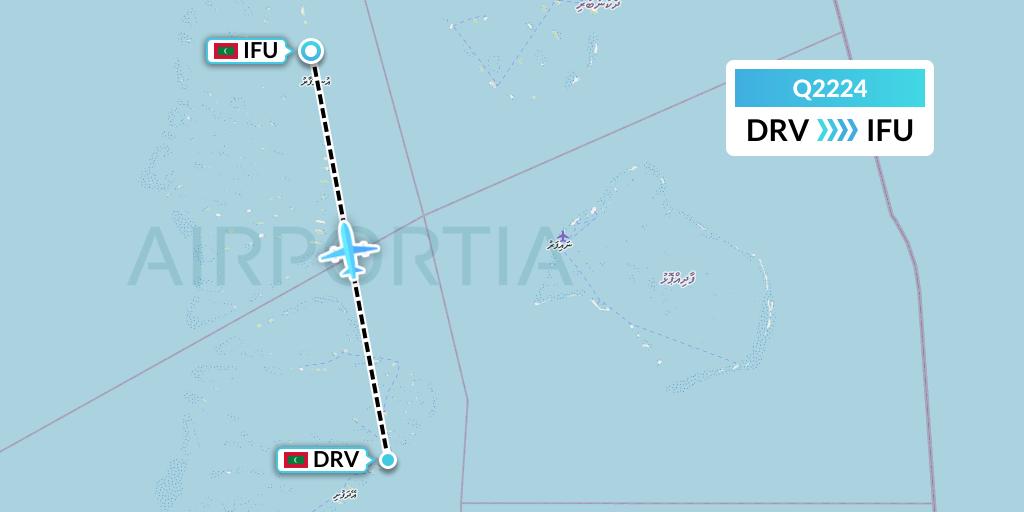 Q2224 Maldivian Flight Map: Dharavandhoo Island to Ifuru