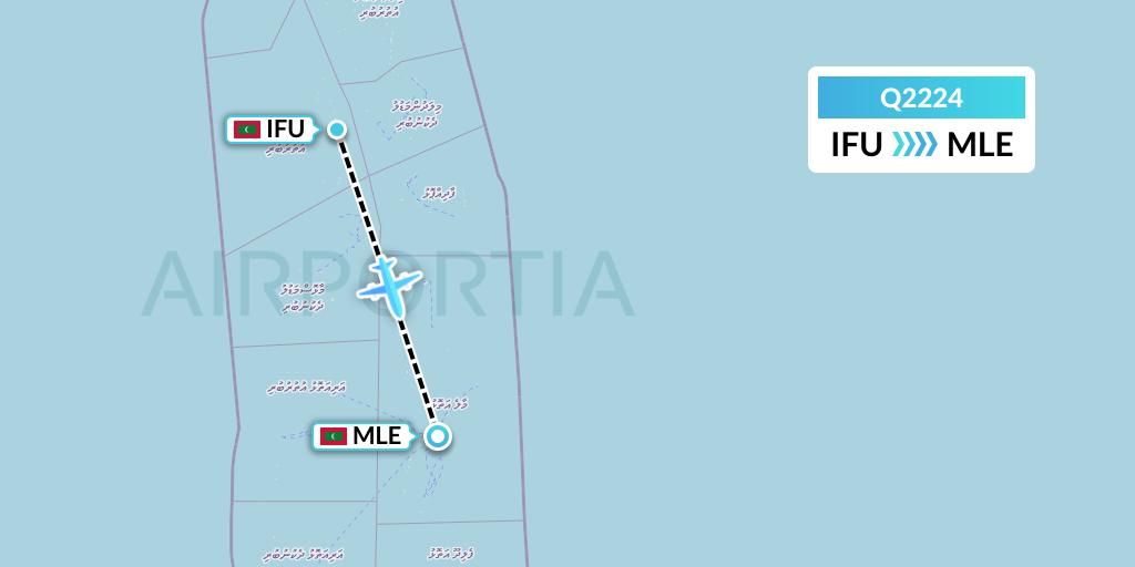 Q2224 Maldivian Flight Map: Ifuru to Male