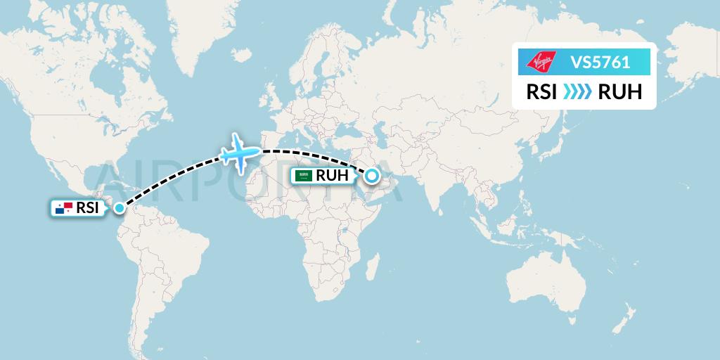 VS5761 Virgin Atlantic Airways Flight Map: Rio Sidra to Riyadh