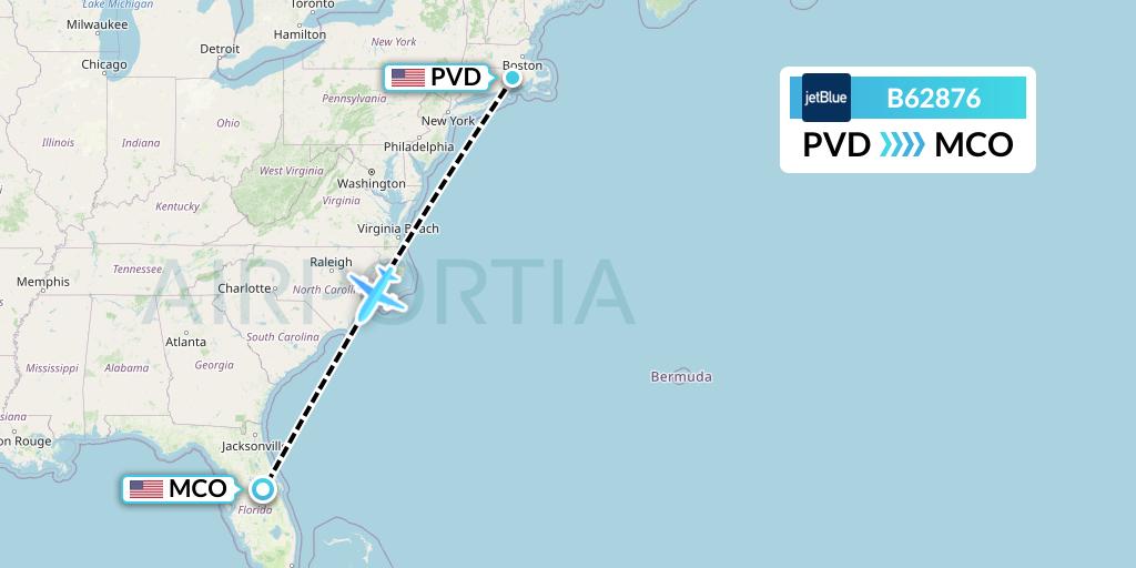 B62876 Flight Status JetBlue Airways: Providence to Orlando (JBU2876)