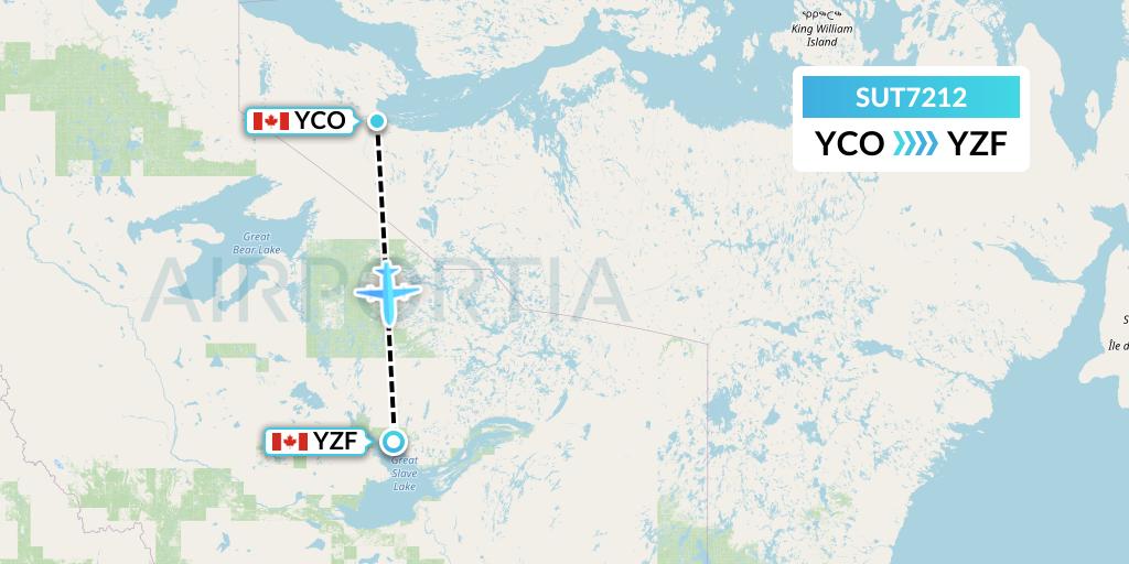 SUT7212 Summit Air Ltd. Flight Map: Kugluktuk to Yellowknife