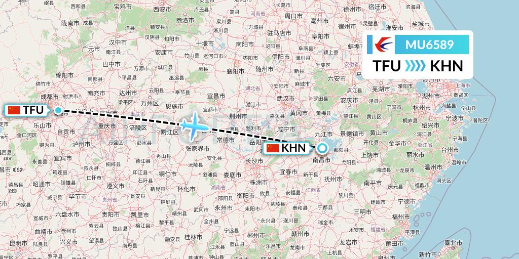 MU6589 China Eastern Airlines Flight Map: Chengdu to Nanchang