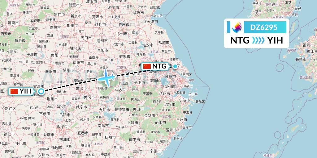 DZ6295 Donghai Airlines Flight Map: Nantong to Yichang