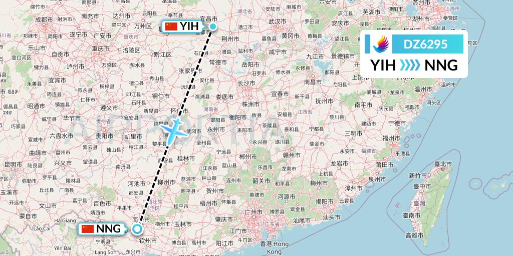 DZ6295 Donghai Airlines Flight Map: Yichang to Nanning