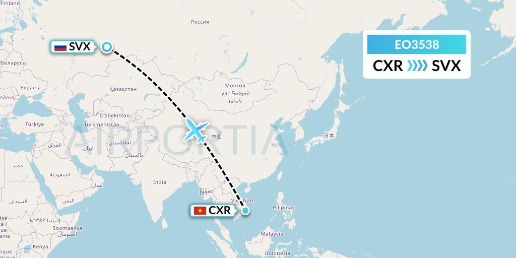EO3538 Pegas Fly Flight Map: Nha Trang to Yekaterinburg