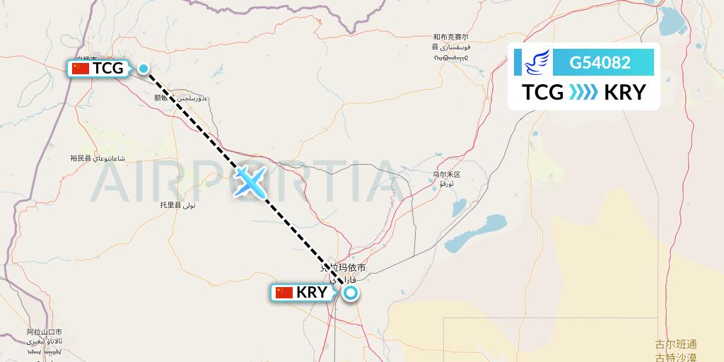 G54082 China Express Airlines Flight Map: Tacheng to Karamay
