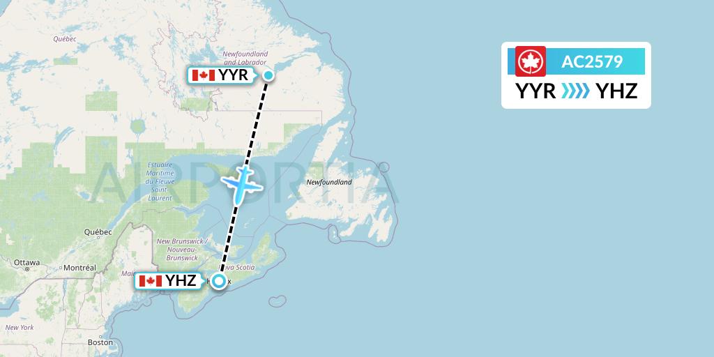 AC2579 Air Canada Flight Map: Goose Bay to Halifax