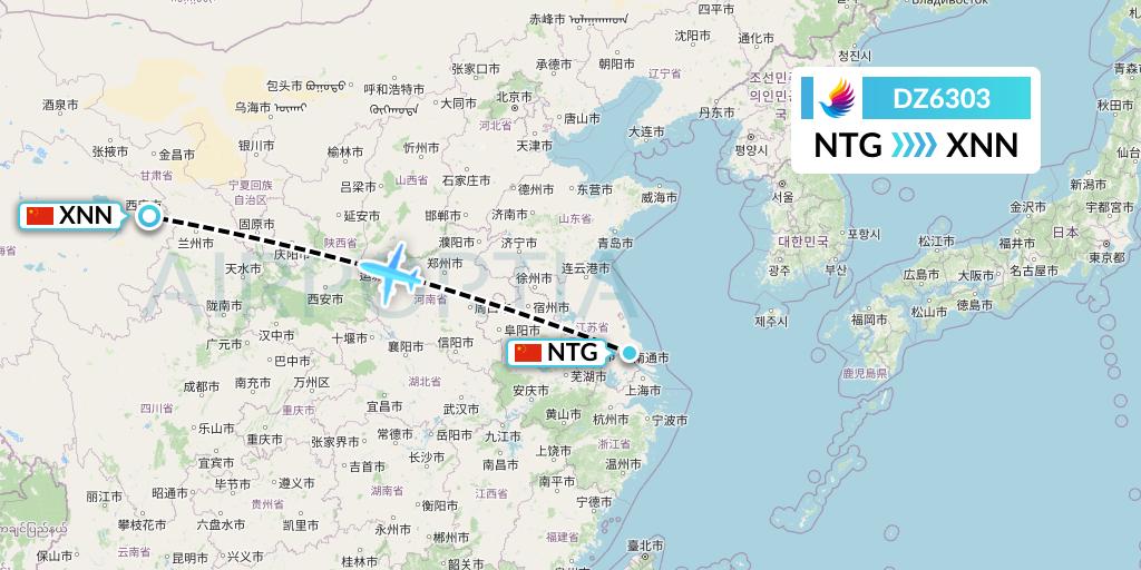 DZ6303 Donghai Airlines Flight Map: Nantong to Xining